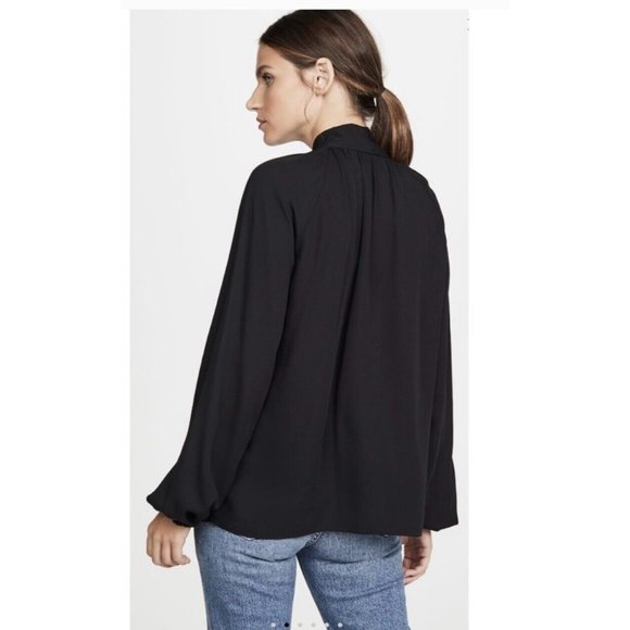 Theory Classic Scarf Top in Black Medium Womens Long Sleeve Blouse - Picture 3 of 14